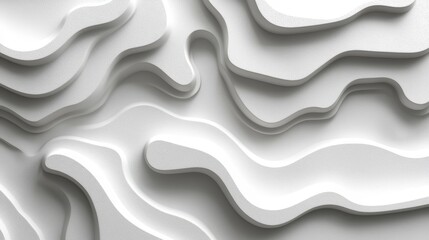 Poster - The image is a white and grey abstract piece of art that features a wave-like pattern. The waves are made up of small, white shapes that are arranged in a way that creates a sense of movement