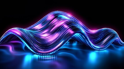 Poster - Wave of light is projected onto a dark background. The light is purple and blue, creating a sense of movement and energy. The wave appears to be flowing and twisting