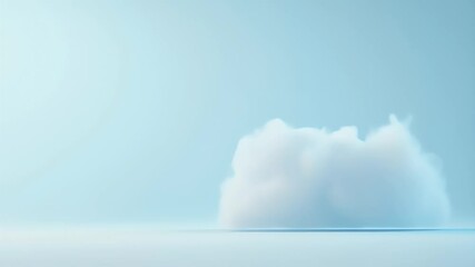 Poster - Abstract Fluffy White Cloud Against a Light Blue Sky Creates a Dreamy Minimalist Scene with a Soft Calm Atmosphere in a Clean Studio Backdrop