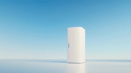 Poster - White Minimalist Door Set Against Clear Blue Sky Offering Minimalist Aesthetic with Clean Lines and Bright Daylight on Smooth Surface for Adobe Stock