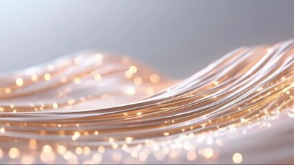 Poster - Abstract Fiber Optic Strands in Soft Light with Glowing Points on a Neutral Background for Presentation and Artistic Detail