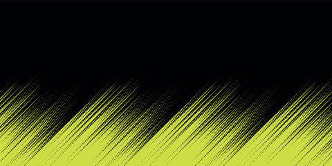 Fototapete - Halftone yellow dots pattern and black background. Dotted line comic sport style vector illustration.