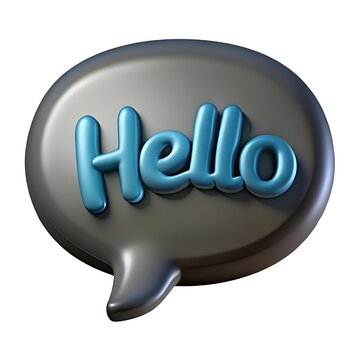 3d rendered hello speech bubble isolated on white background