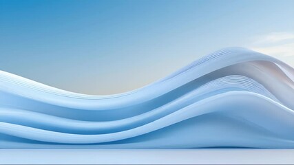 Poster - Abstract White and Blue Wavy Background with Smooth Curves and Dynamic Lines Under Soft Lighting Perfect for Modern Design