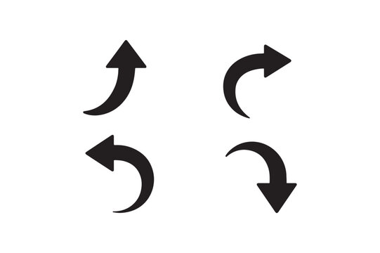 Curved Arrow Elements silhouette vector with white background