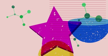 Poster - Risograph star with geometric shapes animation. Moving object in trendy riso graph design video.