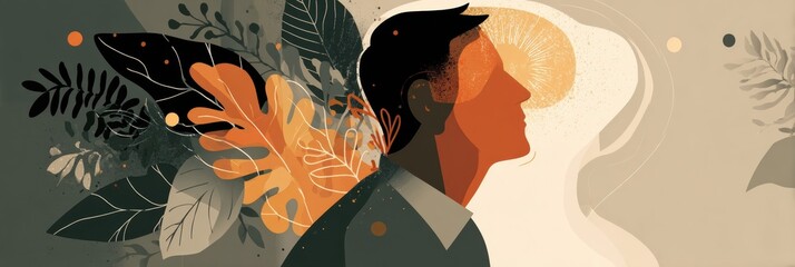 Poster - Promoting Male Mental Health Awareness Through Calming Visuals and Thoughtful Design Elements for Emotional Well-Being