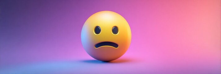 Poster - Sad Emoji Against a Broken User Interface Background With Faded Upper Margin