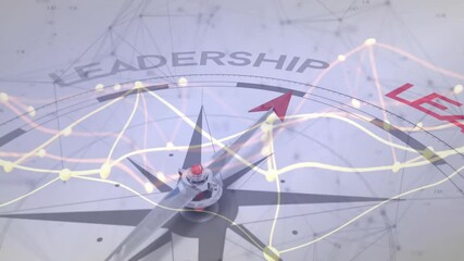 Poster - Network lines appearing on compass rose as red arrow rotating clockwise pointing toward leadership