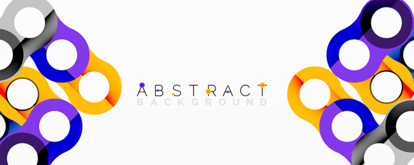 Aufkleber - Colorful circles overlap, creating dynamic abstract design. Modern shapes suggest connection, energy, innovation. White background enhances visual impact.