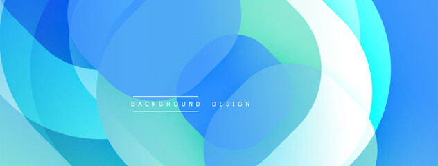 Poster - Abstract blue background. Overlapping shapes create dynamic visual effect. Modern design elements present smooth gradients.