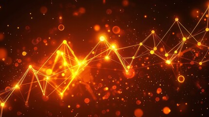 Poster - Abstract glowing orange network connections on dark background.