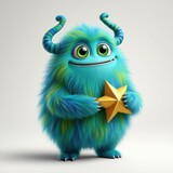 Cute Cartoon Monster Holding a Golden Star