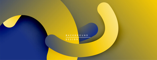 Leinwandbilder - Abstract design features flowing shapes, contrasting yellow, blue hues. Minimalist composition creates dynamic visual effect.