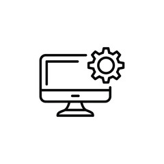 Fototapete - Computer with Gear Icon System Configuration and Settings Outline