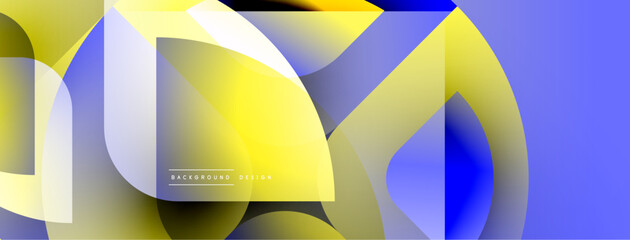 Aufkleber - Abstract geometric shapes, vibrant yellow, blue hues. Modern design, flowing lines, gradient effect. Clean aesthetic, background element.