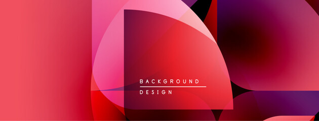 Aufkleber - Abstract geometric shapes, vibrant reds, pinks, purples blend. Modern design, smooth gradients create dynamic visual effect.
