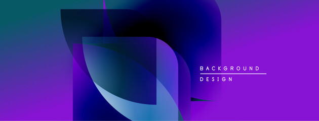 Leinwandbilder - Abstract purple, blue layers create modern background. Minimalist design features text background design. Smooth gradients, flowing shapes present.