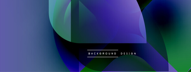 Leinwandbilder - Abstract design features overlapping shapes, vibrant purple hues, green accents. Modern background ideal for digital projects.