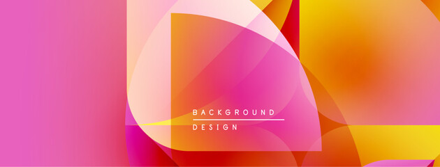 Leinwandbilder - Abstract gradients blend pink, orange, yellow hues. Overlapping shapes create dynamic visual texture. Text reads background design.