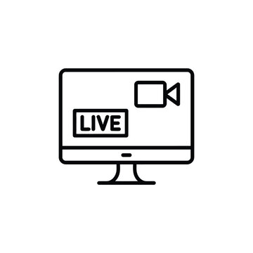 Live Streaming Icon Computer Monitor with Camera and Live Text