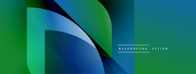 Leinwandbilder - Abstract gradient shapes create dynamic composition. Blue, green hues dominate design, offering modern aesthetic. Minimal text present.