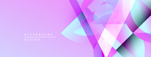 Leinwandbilder - Abstract background features vibrant purple, pink, turquoise shapes. Modern design with overlapping layers creates dynamic visual effect.