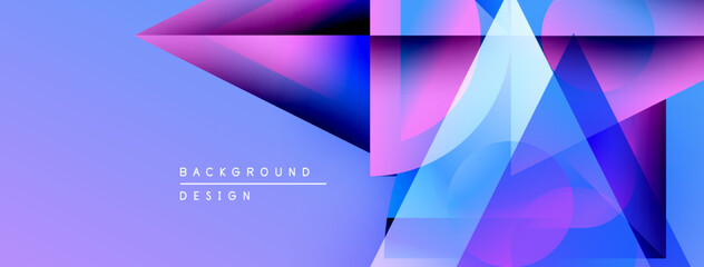 Leinwandbilder - Abstract geometric shapes blend purple, blue hues. Modern design features layered triangles, squares. Gradient effects create dynamic visual interest.