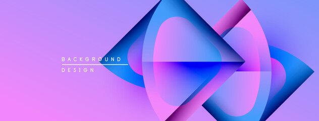 Aufkleber - Abstract geometric shapes overlap, creating vibrant purple, blue gradients. Modern design elements suggest technology, innovation.