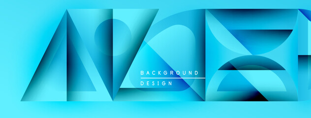 Aufkleber - Abstract geometric design. Blue shades create depth, modern aesthetic. Text reads background design. Minimalist composition, vibrant colors.