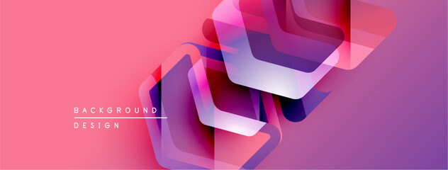 Poster - Abstract geometric shapes overlap, creating vibrant pink purple gradient background. Modern design elements suggest innovation, technology.
