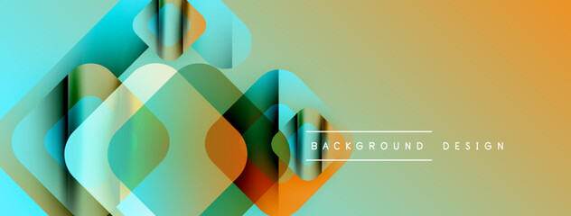 Aufkleber - Abstract geometric shapes overlap, creating vibrant color gradients. Modern design elements suggest digital art or banner background.