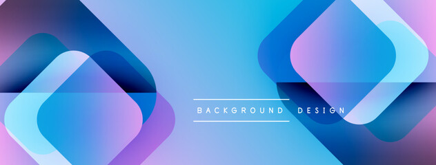 Aufkleber - Abstract geometric shapes overlap, creating vibrant blue, purple gradient. Modern design suitable for backgrounds, presentations.