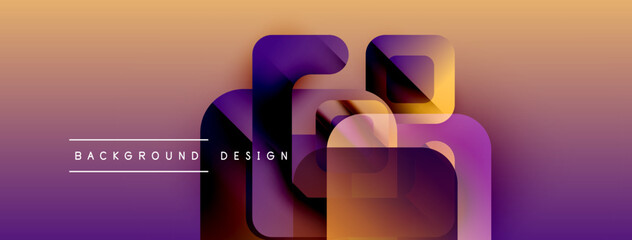Aufkleber - Abstract gradient shapes overlap, creating dynamic visual effect. Purple, orange hues dominate composition. Text reads background design.