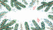 © lilyax - Winter branch pattern. Vector Christmas tree. Crayon pine plant seamless. White black hand drawn mistletoe, fir pine, holly branch, Christmas tree pattern. christmas, brush, holly, ink, ornament,