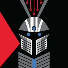 Leinwandbilder - Abstract robot head with red accents on a black ground