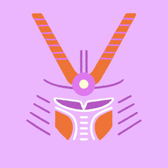 Leinwandbilder - Illustration of a robot head with orange and purple colors