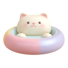 Poster - A minimalist pastel colored cat bed with a cute rounded design and a soft plush texture for a relaxing and comfortable pet nap