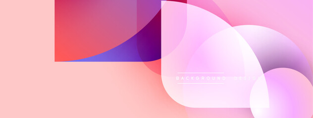 Aufkleber - Abstract shapes overlap, creating vibrant gradients. Pink dominates background, purple accents present. Modern design element.