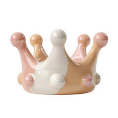 Poster - A charming pastel colored ceramic crown shaped toy with a soft rounded texture and a simple minimalist design  This whimsical decorative object would make a lovely addition to any modern stylish home