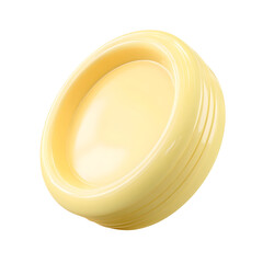 Poster - A simple 3D rendered of a light yellow pastel colored plastic disc or toy with a soft smooth and rounded geometric form isolated on a transparent background