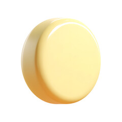 Aufkleber - A light yellow smooth and glossy disc shaped toy with a soft pastel plastic texture and a clean minimalist rounded design isolated on a plain white background