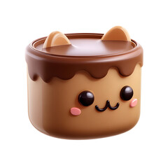Poster - Stylized 3D icon of a brown cat food can with a soft pastel plastic texture and a minimalist kawaii inspired design
