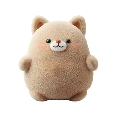 Poster - A charming and tactile brown plush cat toy with a rounded simplified design and a soft fuzzy texture