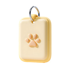 Poster - Light yellow soft plastic pet ID tag with a cute rounded paw print emblem against a clean white background