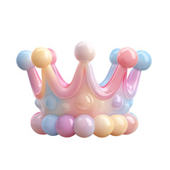 Poster - A whimsical 3D rendered cartoon inspired crown toy with a soft pastel colored plastic texture and rounded stylized design