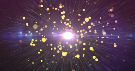 Poster - 3D render showing particles clustering then exploding outward after glow rising to show energy