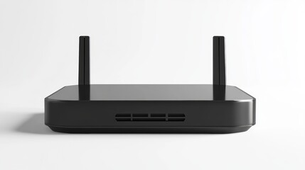 Poster - Black wireless router isolated on white background.
