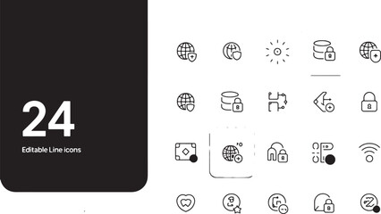 Leinwandbilder - VPN Icons 24 Editable Line Icons Set for Modern Designs