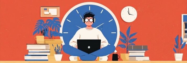 Poster - Enhancing Productivity Through Time Blocking Techniques in a Vibrant Workspace